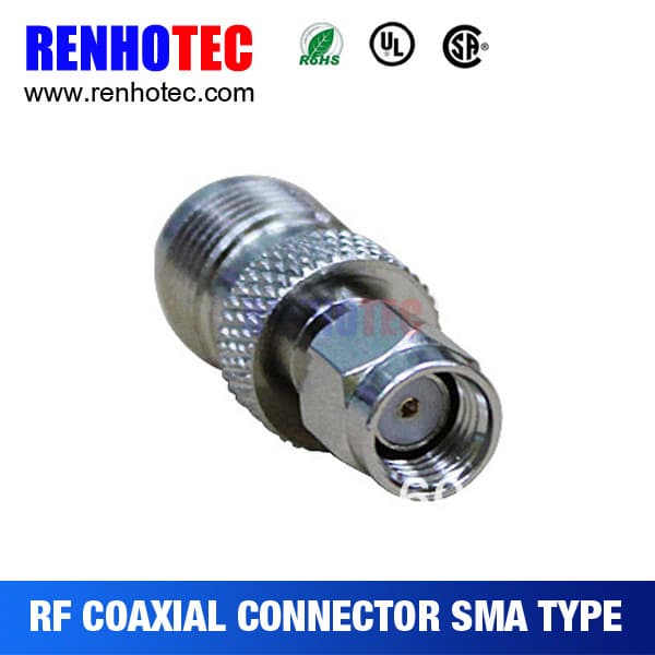 Nickelplated SMA male plug to RP TNC female connector adapter